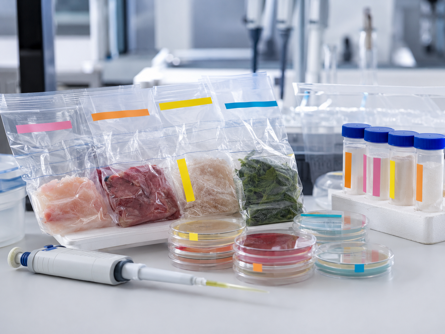 Análisis microbiológico de alimentos en laboratorio