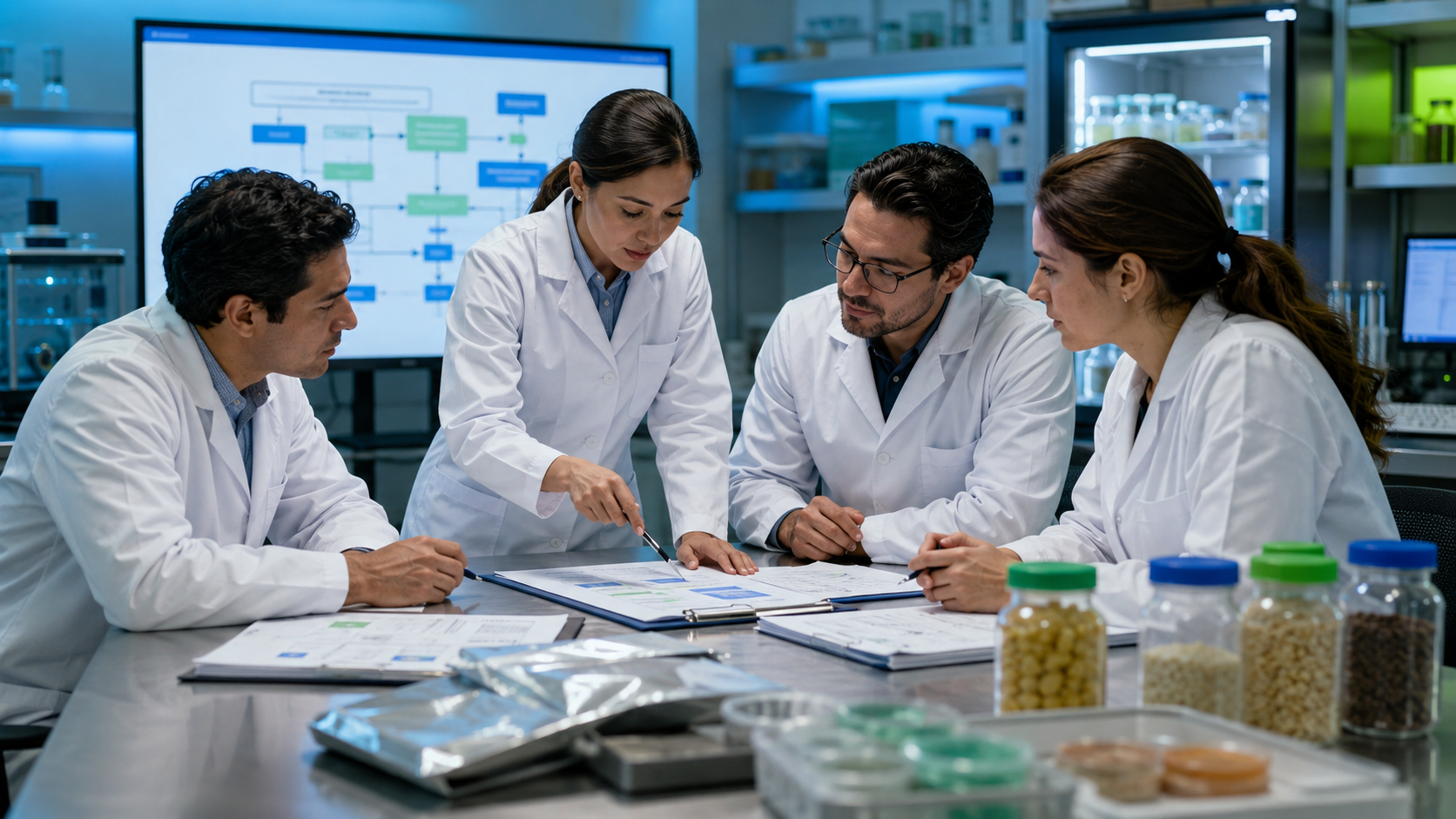 Equipo de inocuidad revisando HACCP e ISO 22000